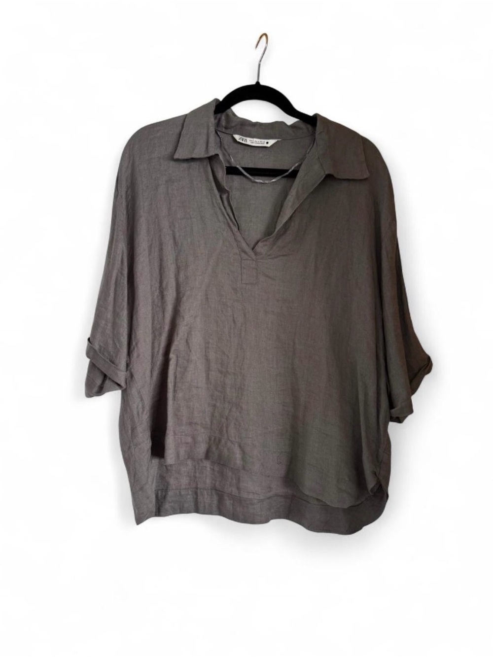 NWOT Zara Linen Blouse - Gray